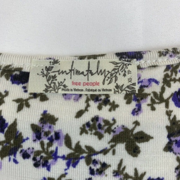 intimately free people kaya keyhole purple floral long sleeve bodysuit xs - Picture 4 of 7